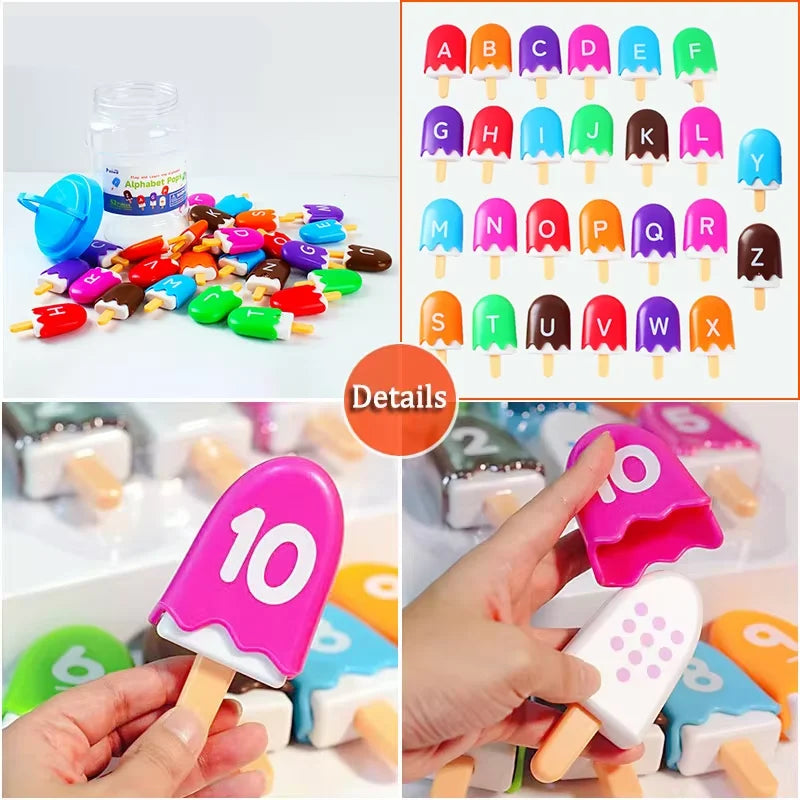 Jeu Montessori d'association de chiffres et de glaces – Apprentissage des couleurs et des chiffres