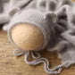 Bonnet tricoté pour nouveau-né en fil de vison duveteux avec oreilles, accessoire photo