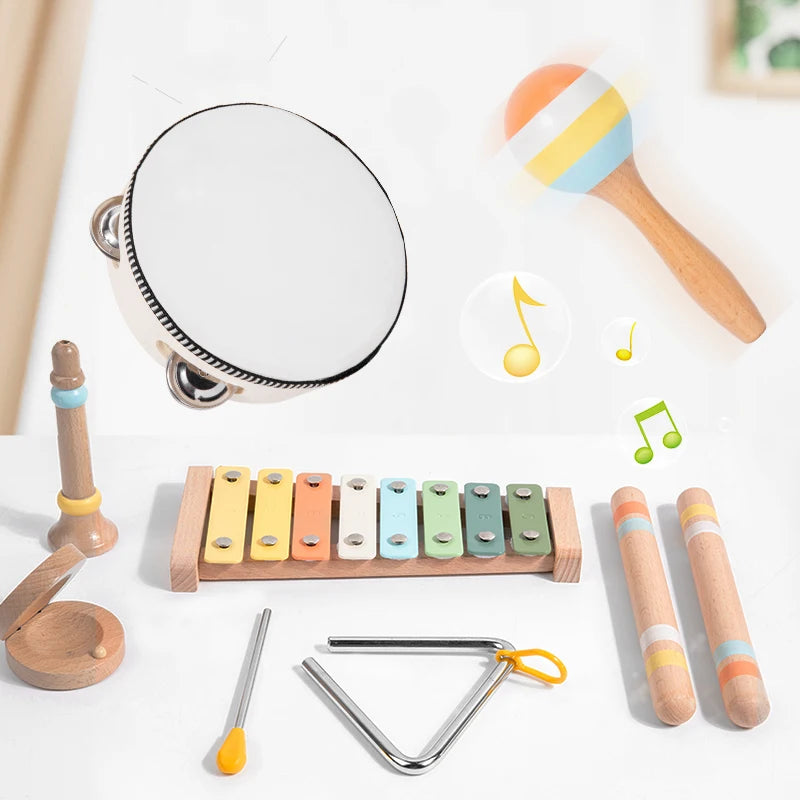 Ensemble musical en bois Montessori – Jouet d'apprentissage des percussions pour enfants