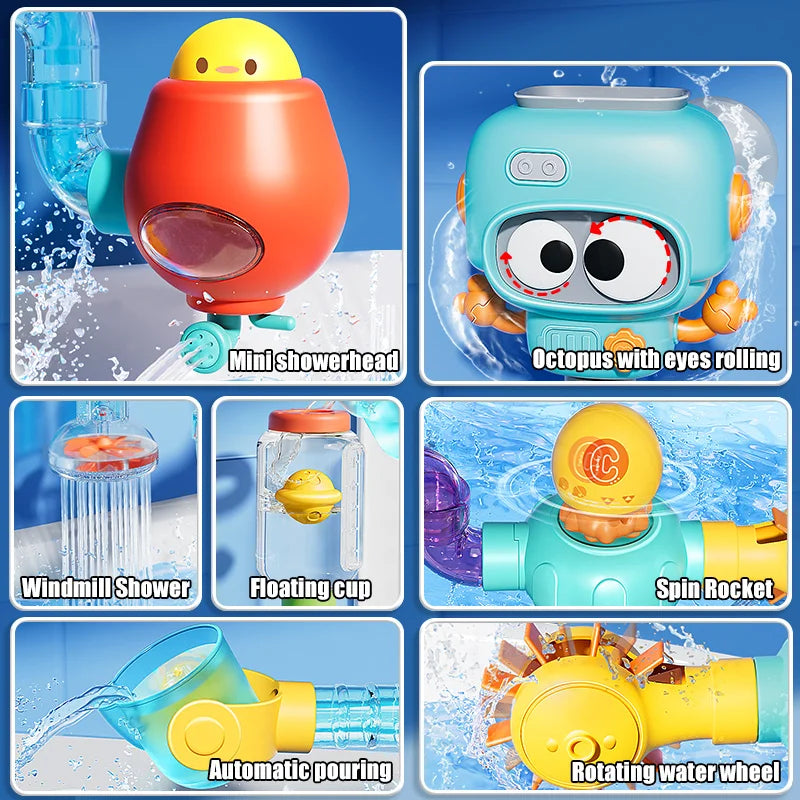 Baby Bath Toy Set – Tubes, Spinners & Water Play
