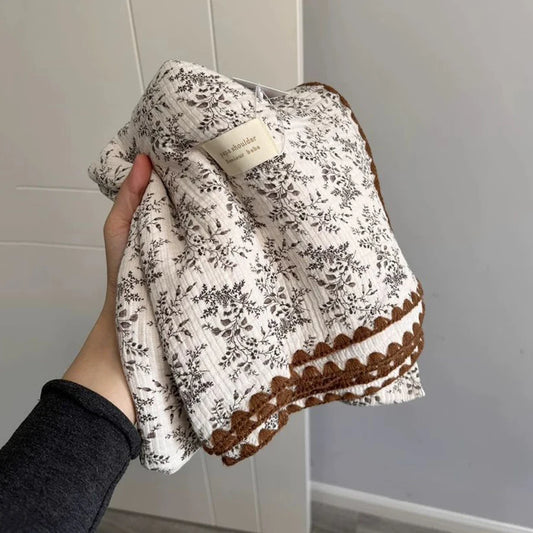 Couverture d'emmaillotage en mousseline à motifs floraux, serviette de bain pour bébé, couvertures d'emmaillotage en mousseline, couvertures en mousseline pour nouveau-né, couverture douce et cirée