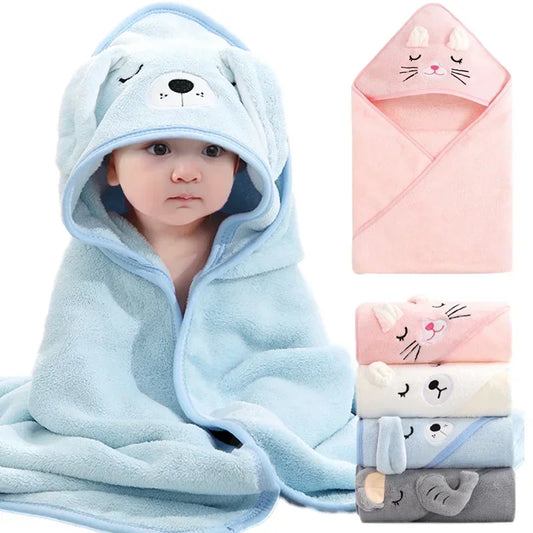 Cartoon Animal Baby Hooded Towel – Soft Bathrobe & Swaddle Wrap
