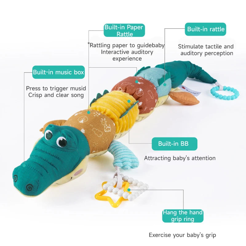 Soft Plush Chameleon and Crocodile Interactive Musical Baby Toy