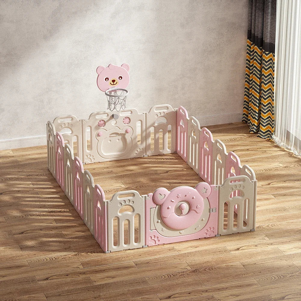 Foldable Baby Playpen – Safe Indoor Plastic Fence with Gate