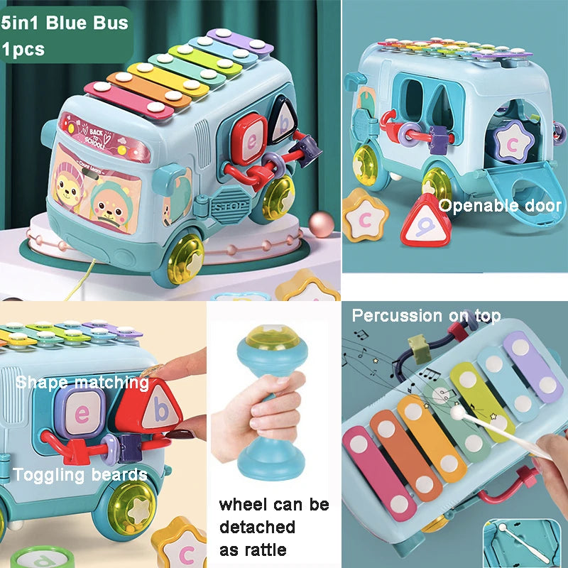 Jeu de bus Montessori – Labyrinthe, marteau et puzzle éducatif