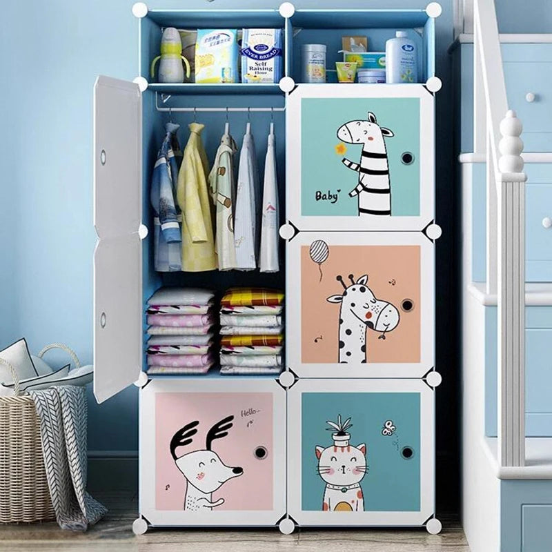 Armoire enfant en plastique – Étagères cubiques et rangement pour vêtements