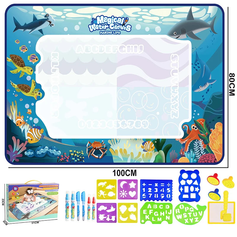Magic Water Drawing Mat 100x80cm – Reusable Montessori Painting & Doodle Toy
