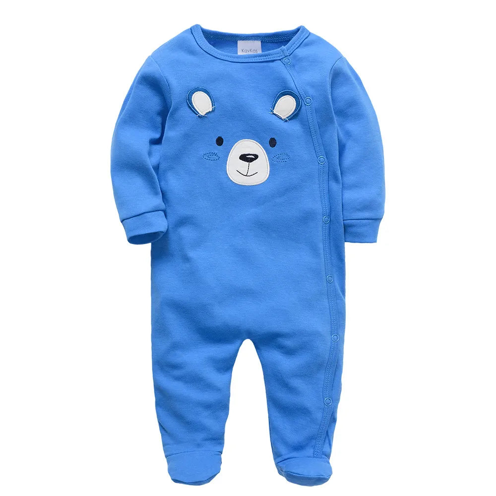 Lot de 3 grenouillères Kavkas pour bébé garçon (0-12 mois), 100 % coton, manches longues, imprimé dessin animé, articles pour filles