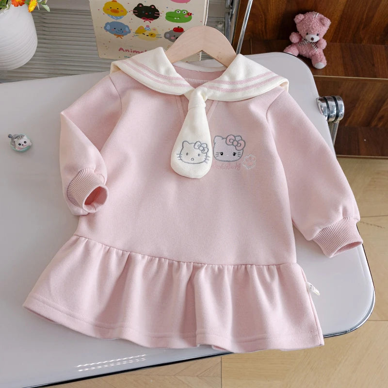 Robe Hello Kitty bleu marine – Adorable tenue d'automne pour bébé