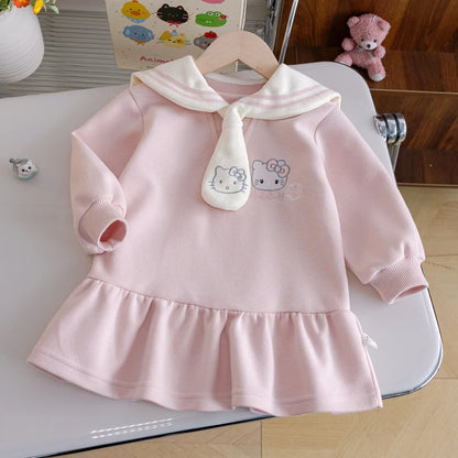 Robe Hello Kitty bleu marine – Adorable tenue d'automne pour bébé