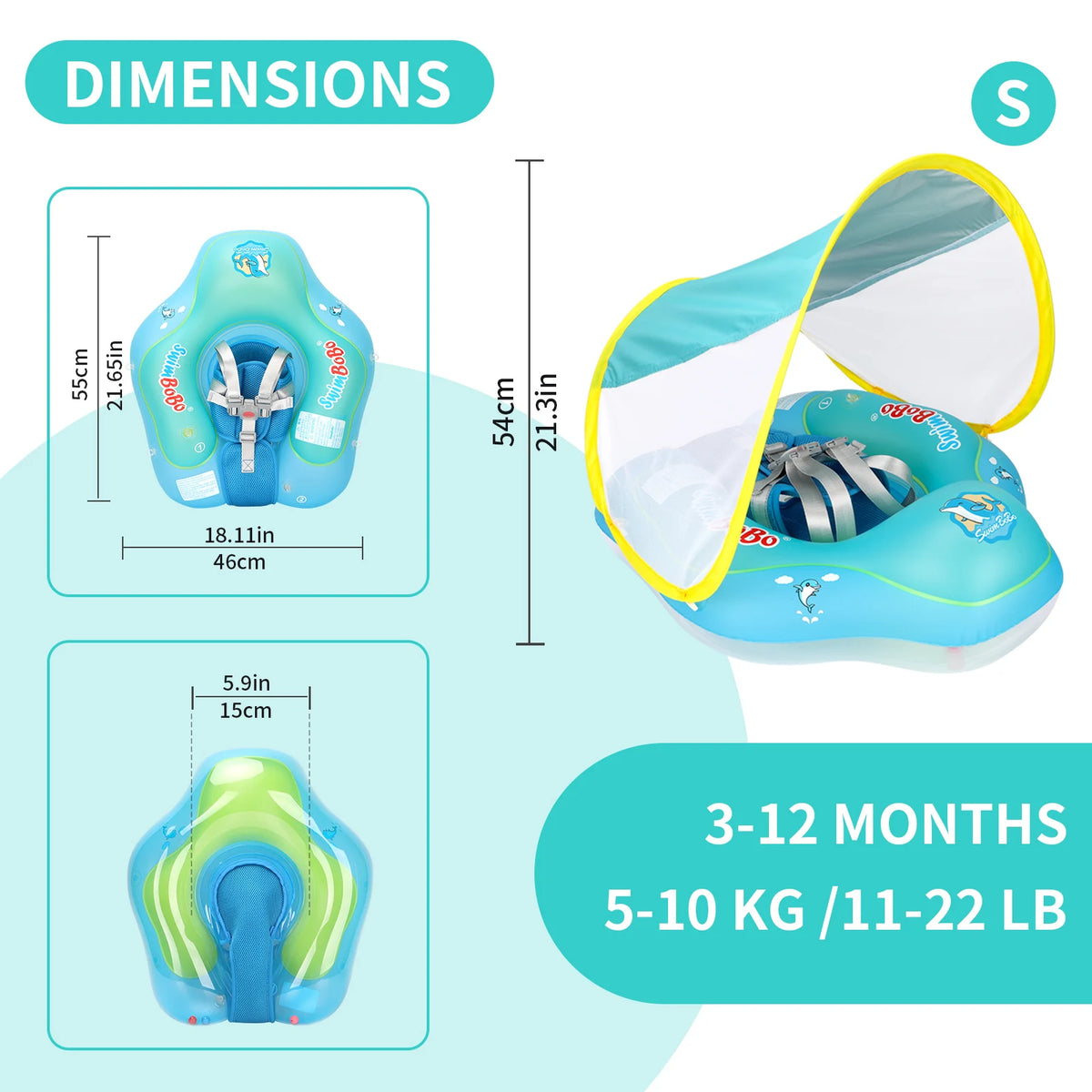Bouée de natation pour bébés – Cercle de natation Swimbobo amélioré pour enfants