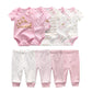 9-Piece Newborn Clothing Set – Cotton Cartoon Bodysuits & Pants