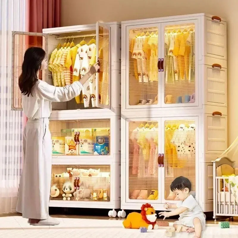Organisateur de garde-robe pour bébé – Bacs à vêtements pliables et transparents