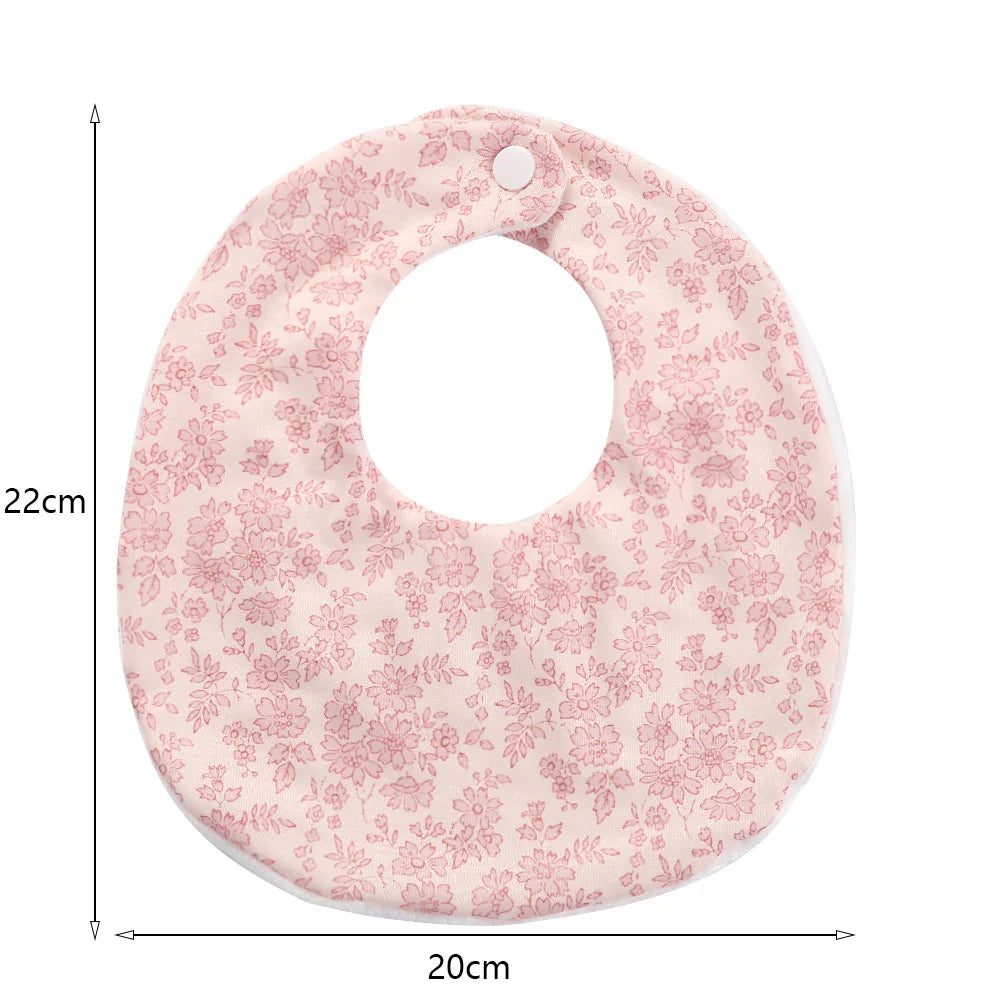 Flower Print Cotton Baby Bib – Adjustable Snap Bandana