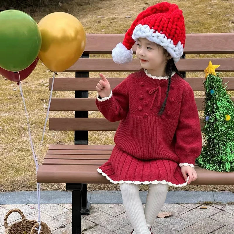 Christmas Knit Outfit for Baby Girls