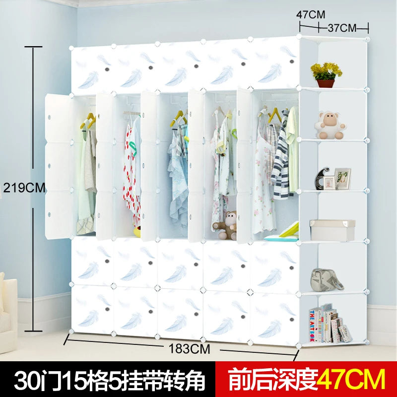 Armoire bébé minimaliste – Cube en plastique et rangement en tissu