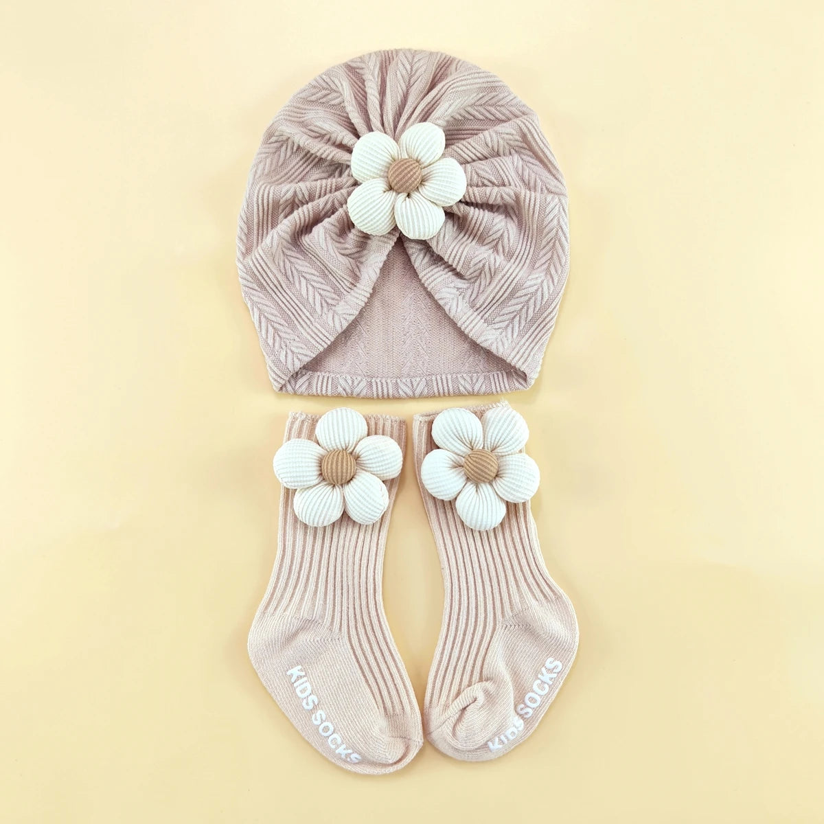 Soft Newborn Baby Hat and Anti-Slip Socks Set