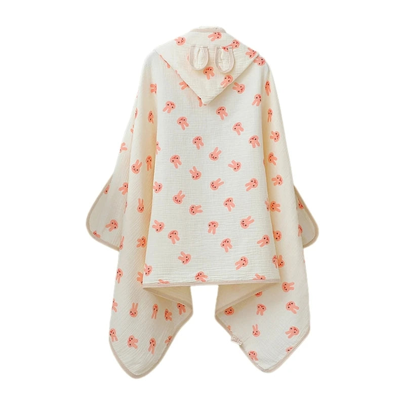 Serviette de bain bébé à capuche en coton doux – Peignoir poncho oreilles de lapin