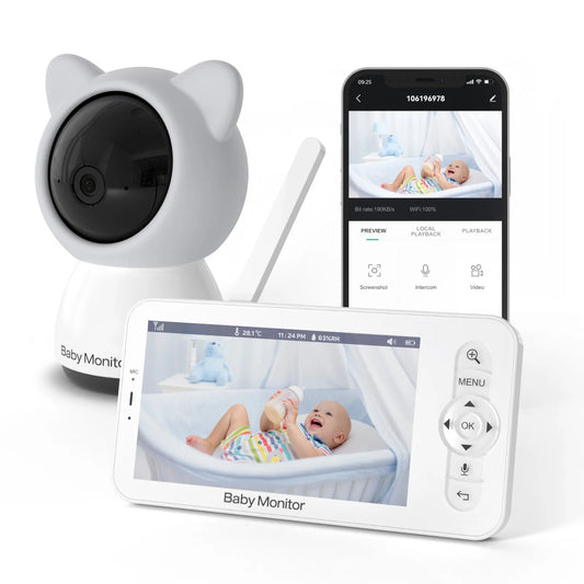 5" HD Video Baby Monitor with WiFi and PTZ Camera