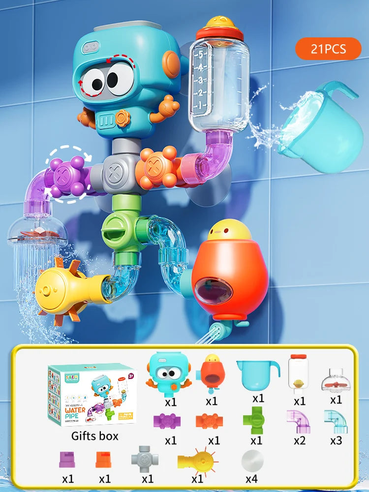 Baby Bath Toy Set – Tubes, Spinners & Water Play