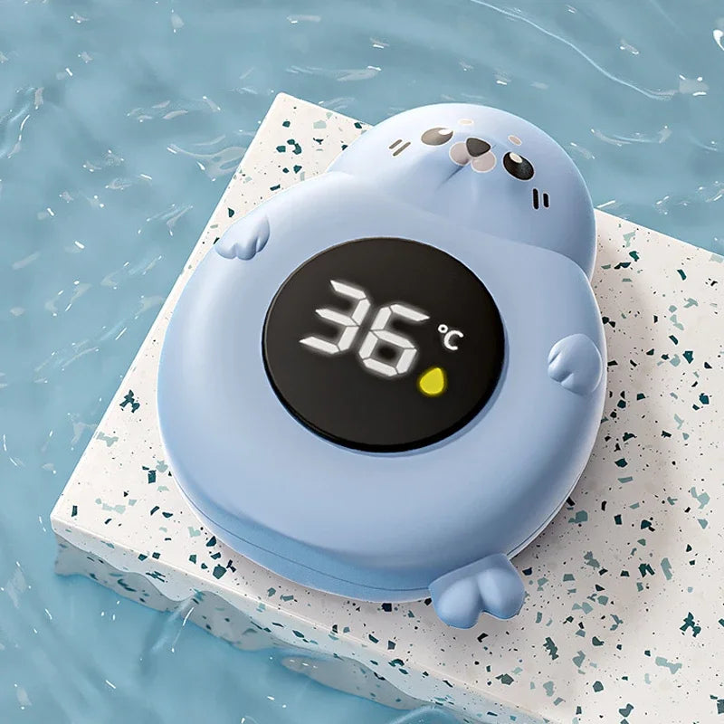 Toddler Bath Water Toy – Blue Seal Floating Thermometer & Sensor