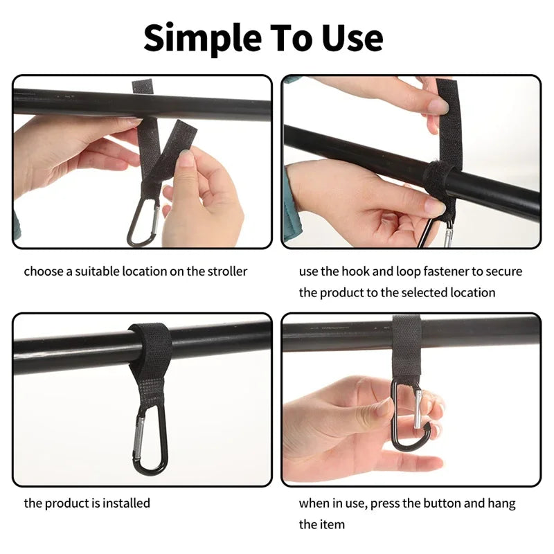 1–10PCS Aluminum Alloy Stroller Hooks – Organizer & Bag Clip