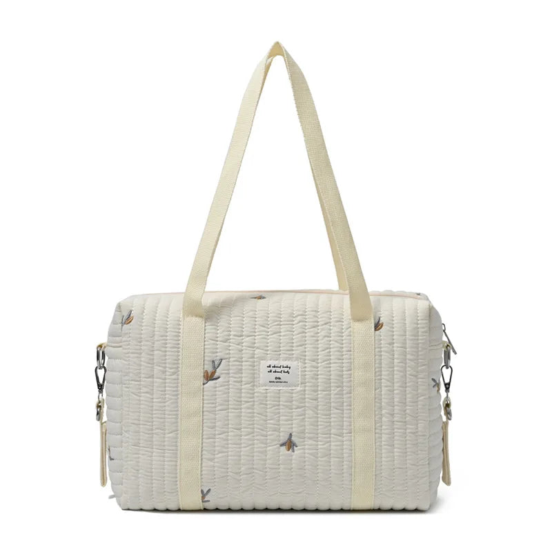 Sac à langer en coton – Sac cabas de maternité brodé à fleurs