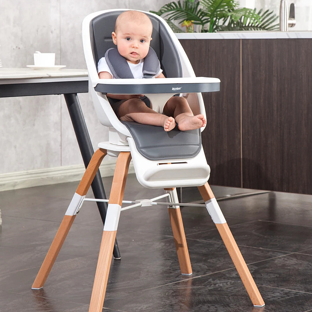 Wooden Baby Highchair – Safe, Rotatable & Detachable Design