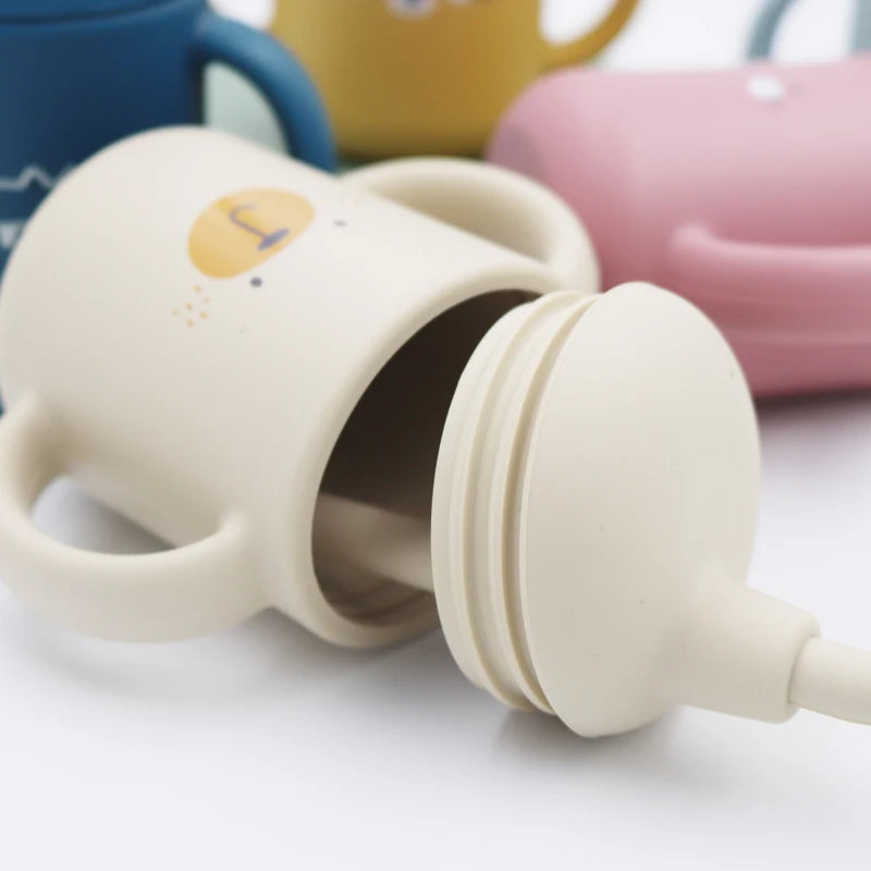 120ml Cartoon Baby Silicone Sippy Cup – BPA-Free, Leakproof Trainer Cup