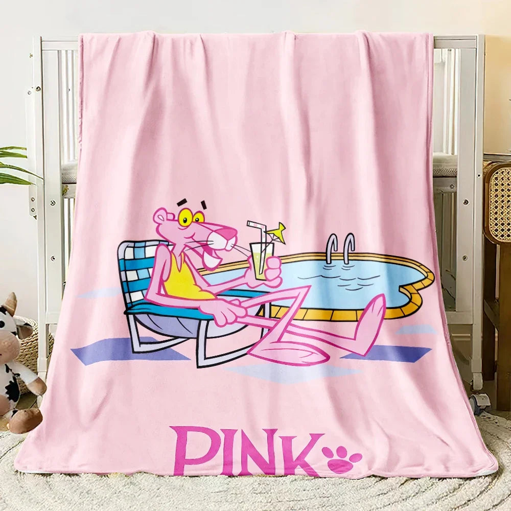 MINISO Pink Panther Flannel Blanket Suitable for Bedroom, Iving Room,sofa,student Nap,office Nap,camping Trip,children's Gift