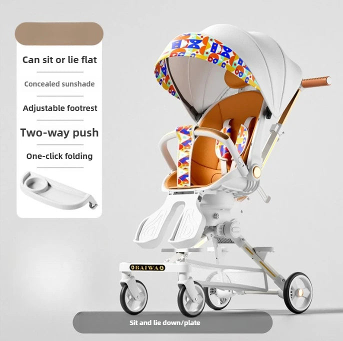 New 4-Wheel Baby Stroller – Lightweight, Foldable & Shock-Absorbing