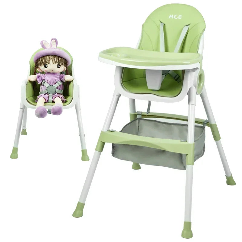 Chaise haute bébé pliable et multifonctionnelle – Réglable avec ceinture de sécurité