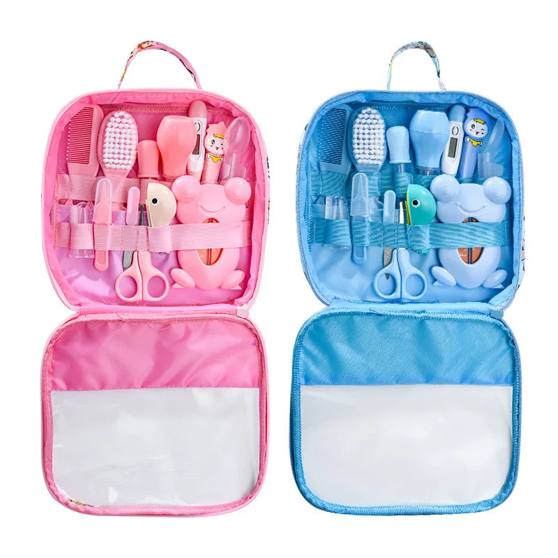 Trousse de soins pour bébé – Coupe-ongles, peigne, brosse, ciseaux, thermomètre