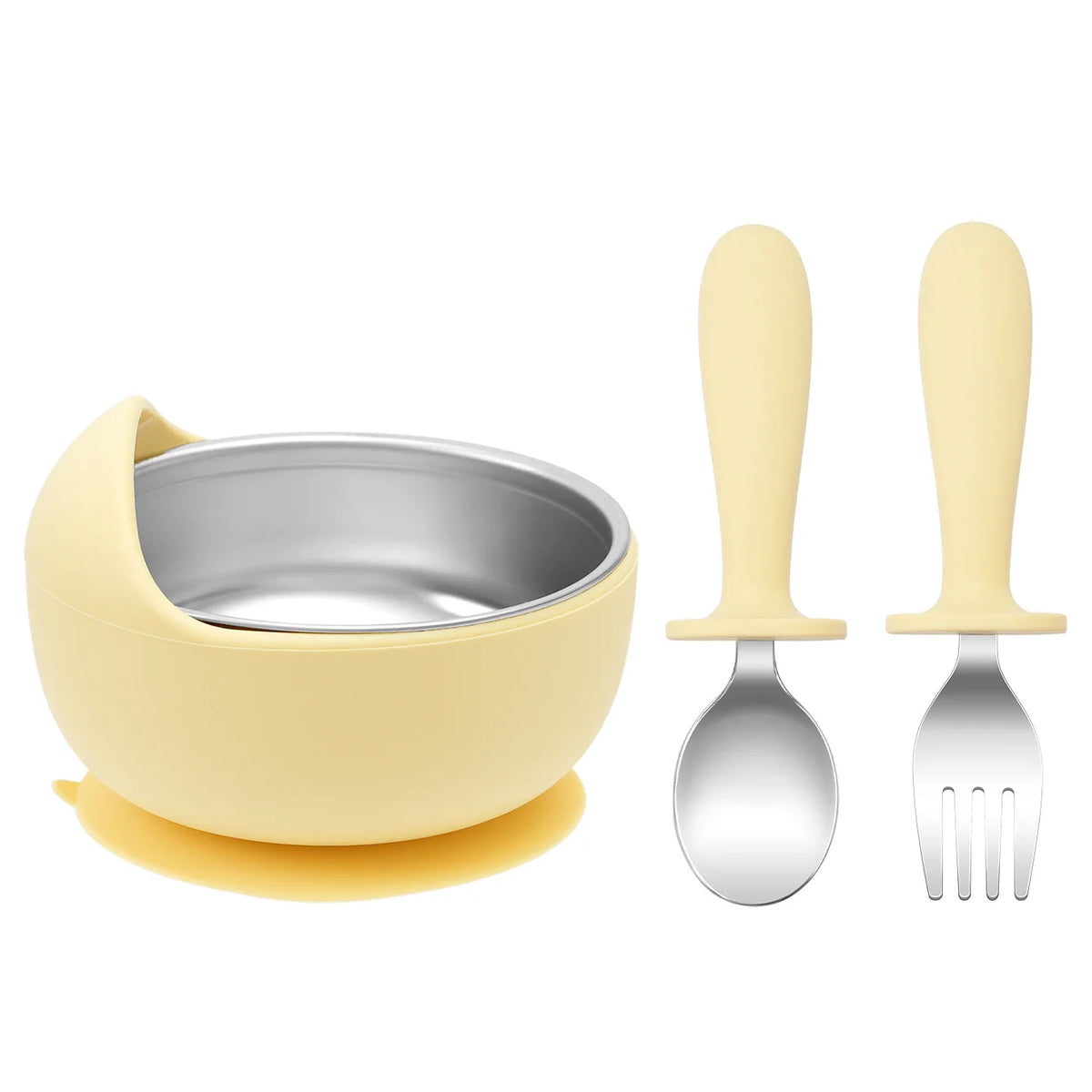 Ensemble d'alimentation pour tout-petits – 3 pièces : bol, cuillère et fourchette pour le sevrage