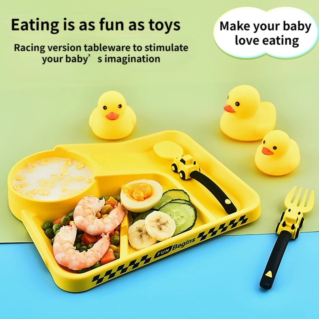 Infant Dinnerware – Spoon, Fork & Plate Kids Feeding Set