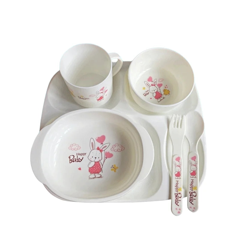 Ensemble repas pour enfants – Assiette compartimentée et ensemble cuillère/fourchette