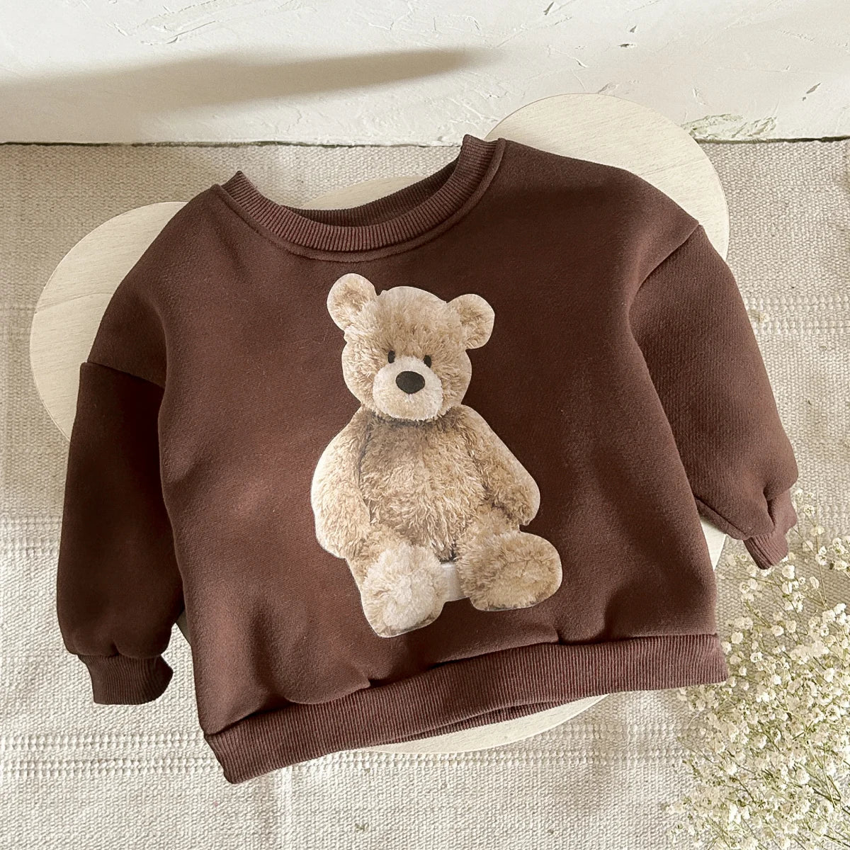 Pull bébé automne/hiver – Pull doux à imprimé ours mignon pour garçons et filles