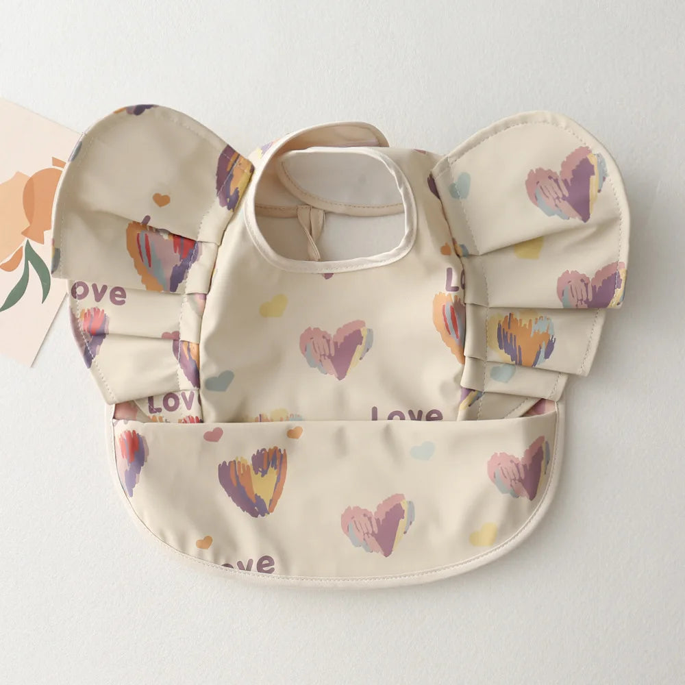 Nordic Style Baby Bib – Waterproof Short Sleeve with Pocket