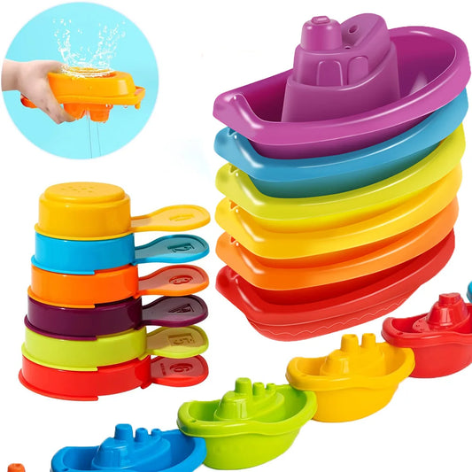 Rainbow Stacking Boat Toy – Early Education Folding Cup Tower