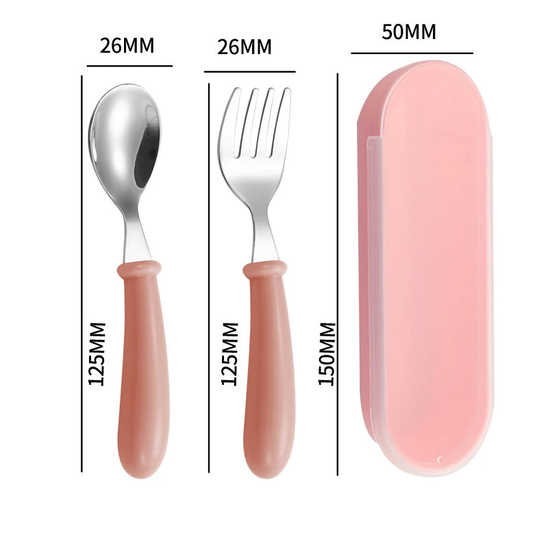 Accessoires essentiels pour l'alimentation de bébé – Couverts en acier inoxydable au design de poupée adorable