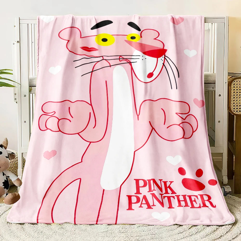MINISO Pink Panther Flannel Blanket Suitable for Bedroom, Iving Room,sofa,student Nap,office Nap,camping Trip,children's Gift