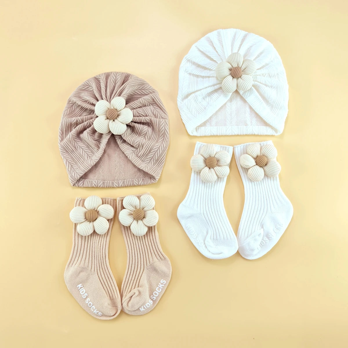 Soft Newborn Baby Hat and Anti-Slip Socks Set