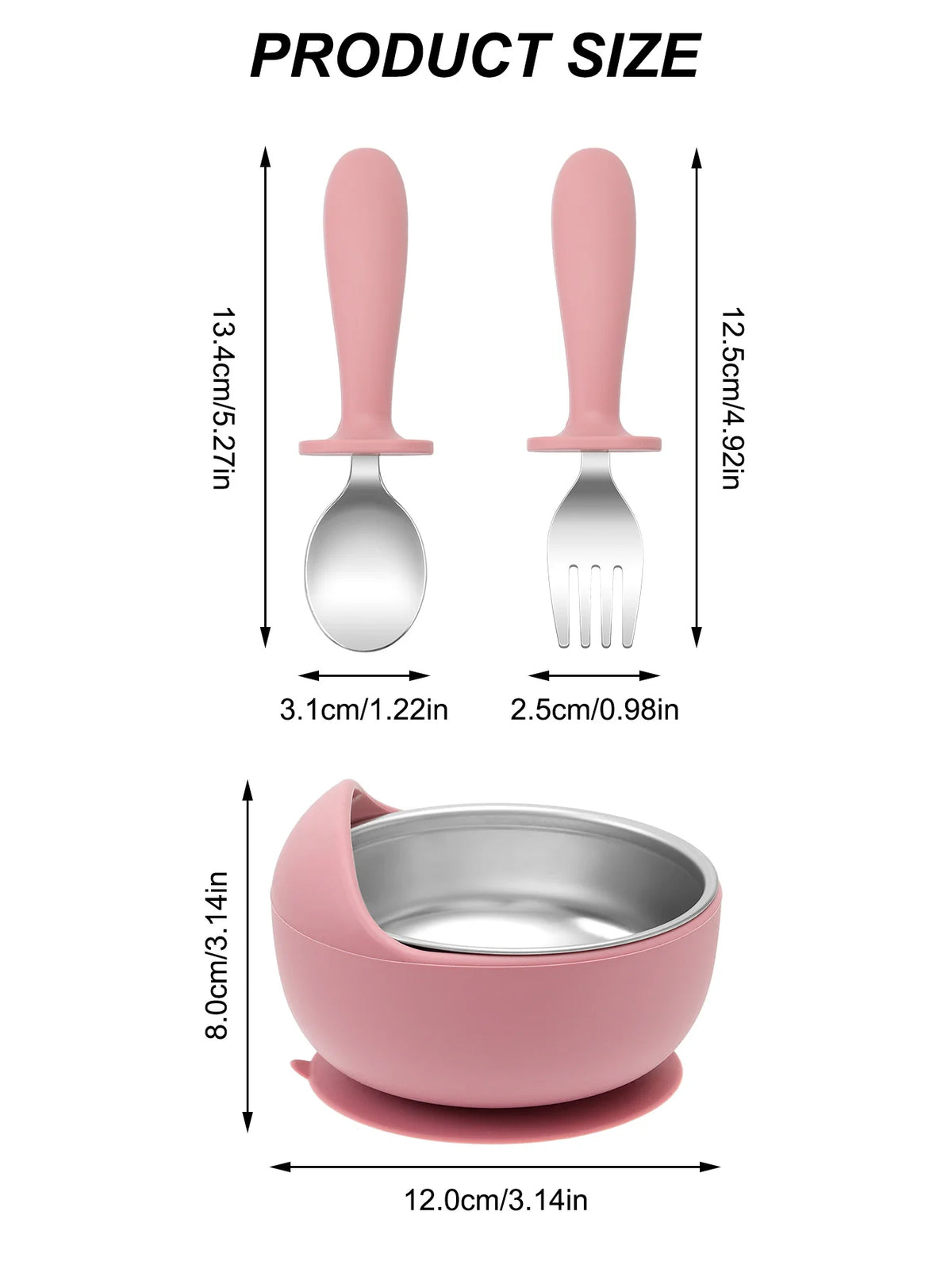 Ensemble d'alimentation pour tout-petits – 3 pièces : bol, cuillère et fourchette pour le sevrage