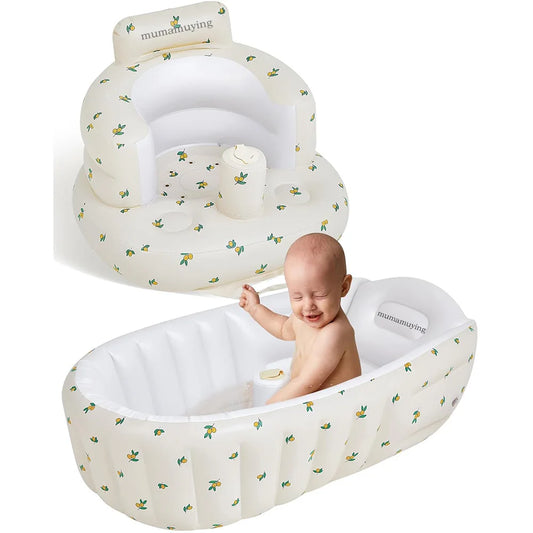 Inflatable Baby Bathtub & Chair – Portable Toddler Seat with Back Support