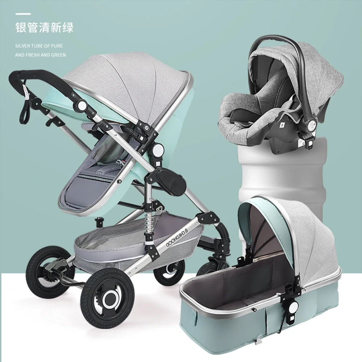 3-in-1 Foldable Baby Stroller – High Landscape, All-Season Carriage