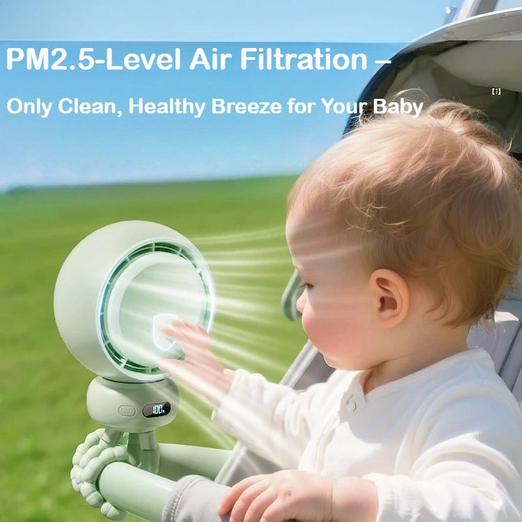 Ventilateur pour poussette sans pales avec LED – Silencieux et rechargeable (3600 mAh)