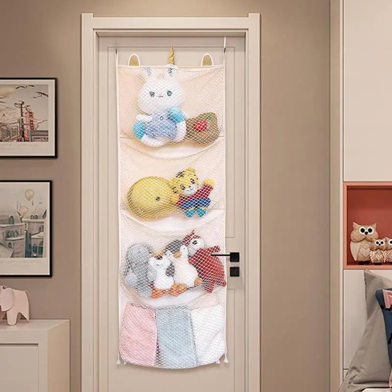 Over-Door Hanging Storage Bag – Plush & Toy Organizer for Kids