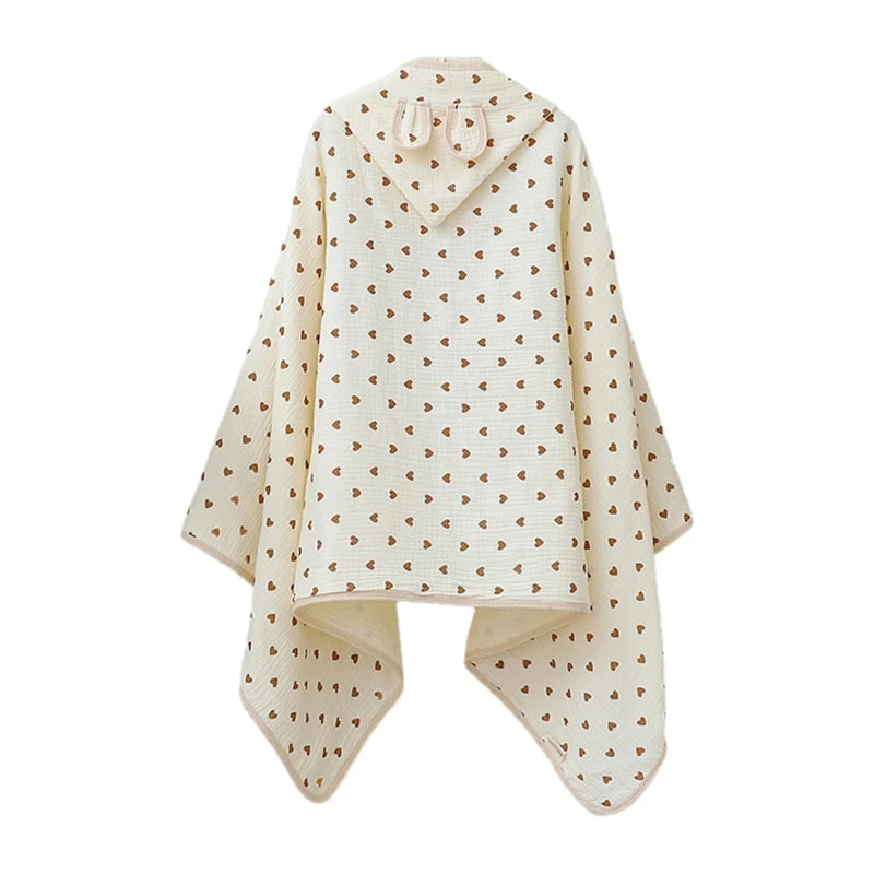 Serviette de bain bébé à capuche en coton doux – Peignoir poncho oreilles de lapin