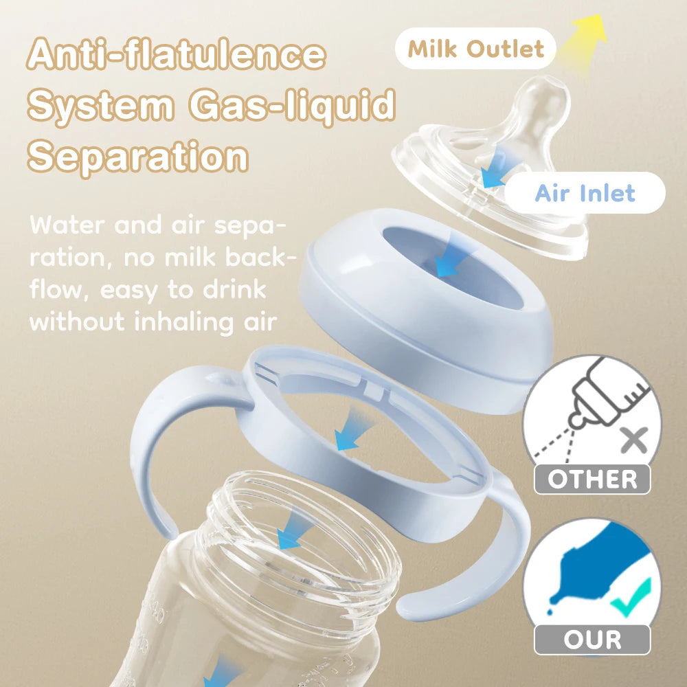 Biberon pour bébé en polypropylène (PP) – 150/240/330 ml, avec poignée, durable et sûr