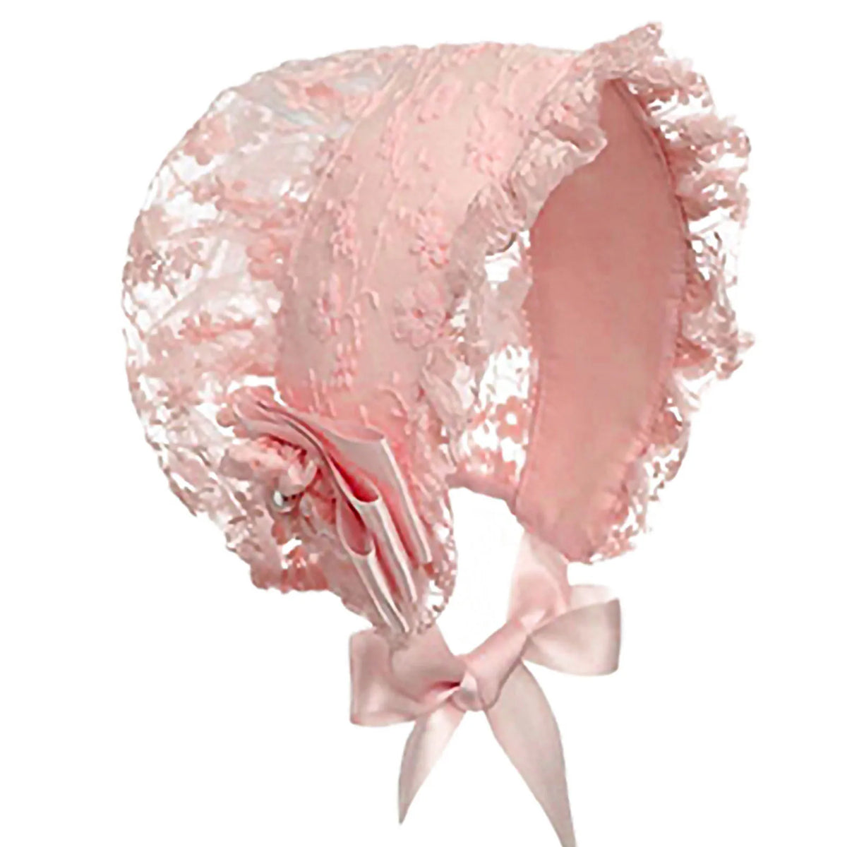 Bonnet à volants en dentelle brodée pour la photographie de nouveau-né